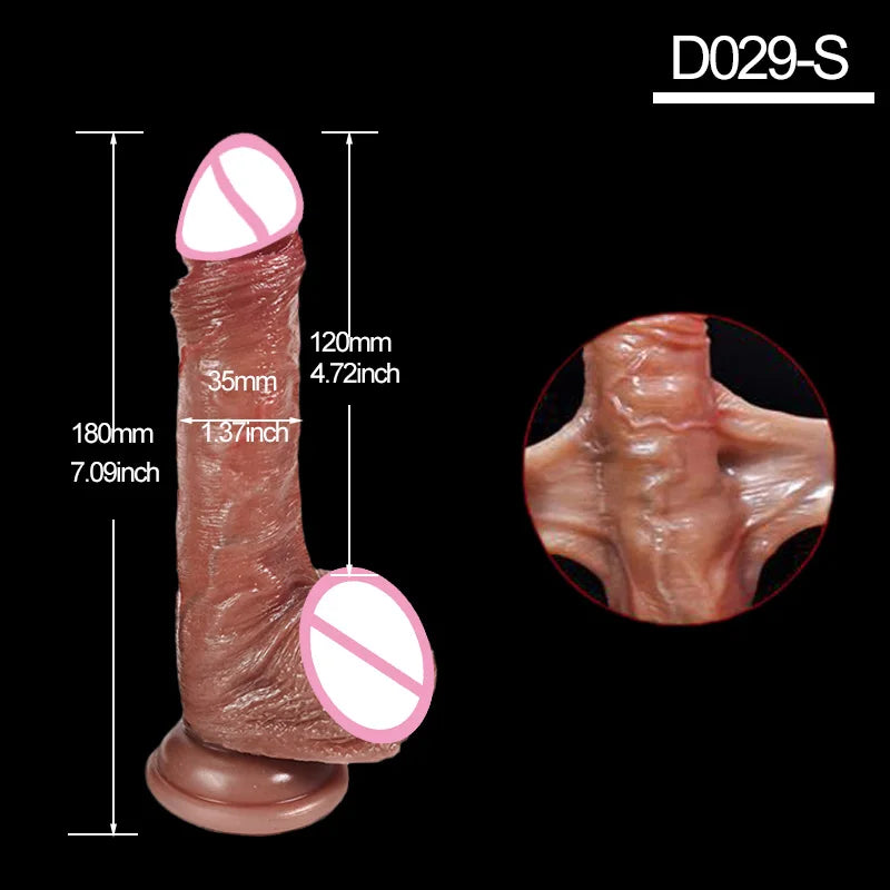 Realistic Sliding Foreskin Dildo with Testicles for Women & Strapon Play