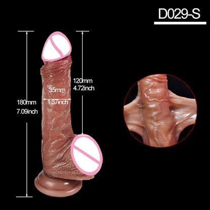 Realistic Sliding Foreskin Dildo with Testicles for Women & Strapon Play