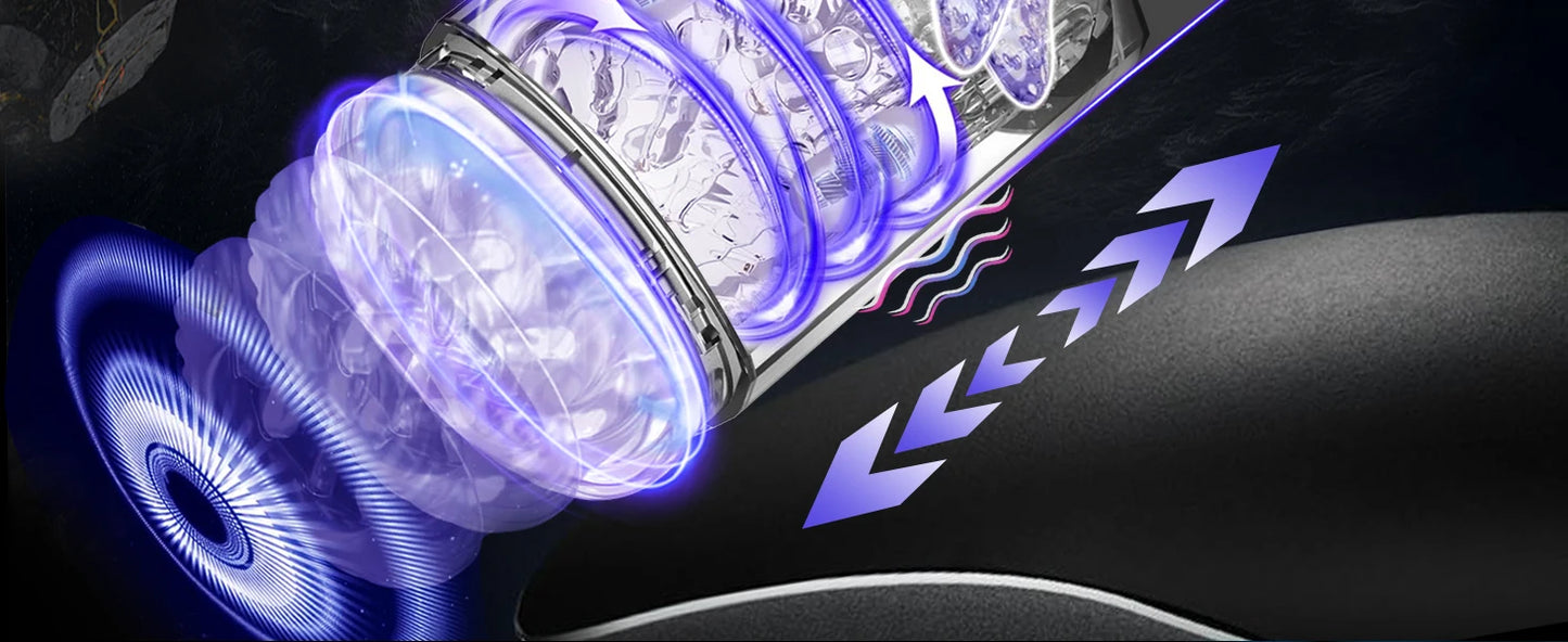 LCD Automatic Male Masturbator with 7 Vibrating Rotating Thrusting & Licking Modes