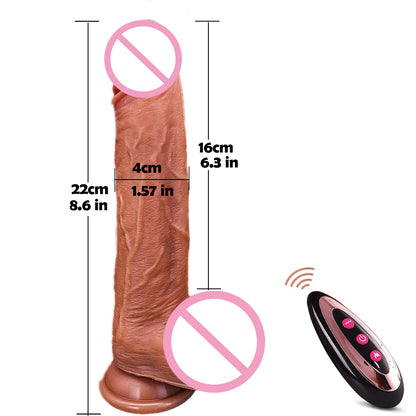Thrusting Heating Realistic Dildo with Anal Plug