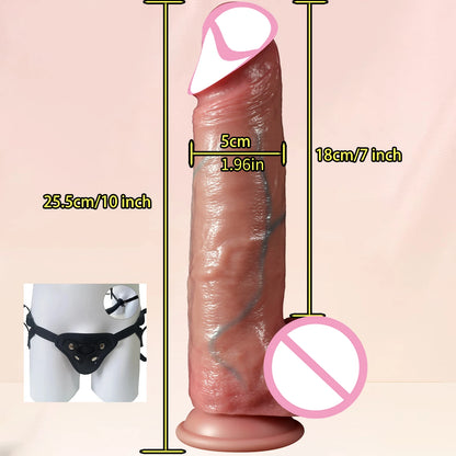 2-in-1 Sliding Foreskin & Ejaculating Dildo - for Realistic Penetration & Play