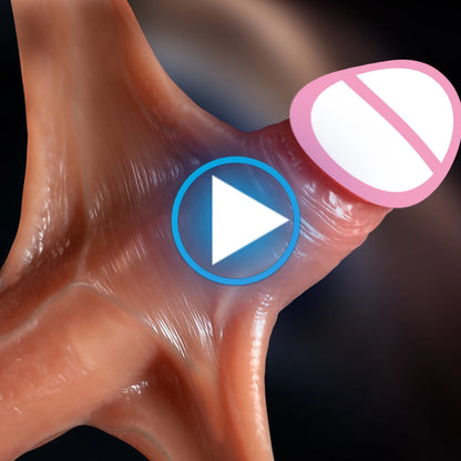 Realistic Squirting Penis Dildo with Movable Foreskin - for G-Spot & Anal