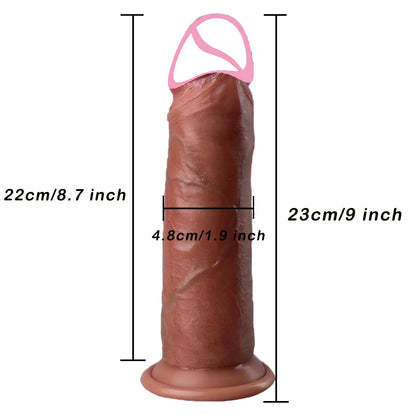 Realistic Strap-On Dildo with Sliding Foreskin & Balls