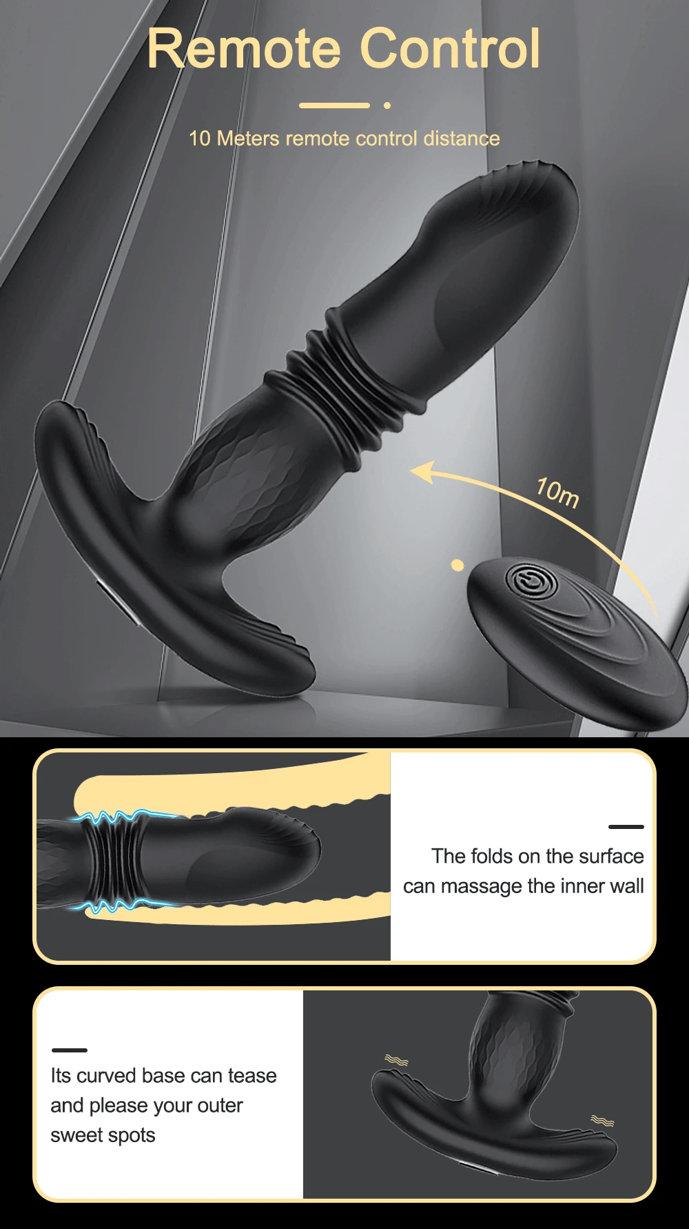 Thrusting Anal Vibrator for Men: Remote Telescopic Prostate Massager
