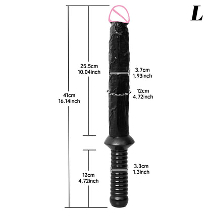 Long Silicone Dildo with Handle for Adults