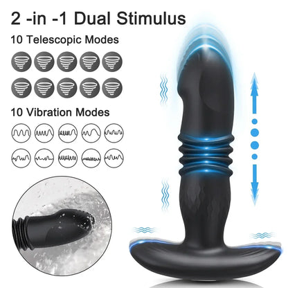 Thrusting Anal Vibrator for Men: Remote Telescopic Prostate Massager