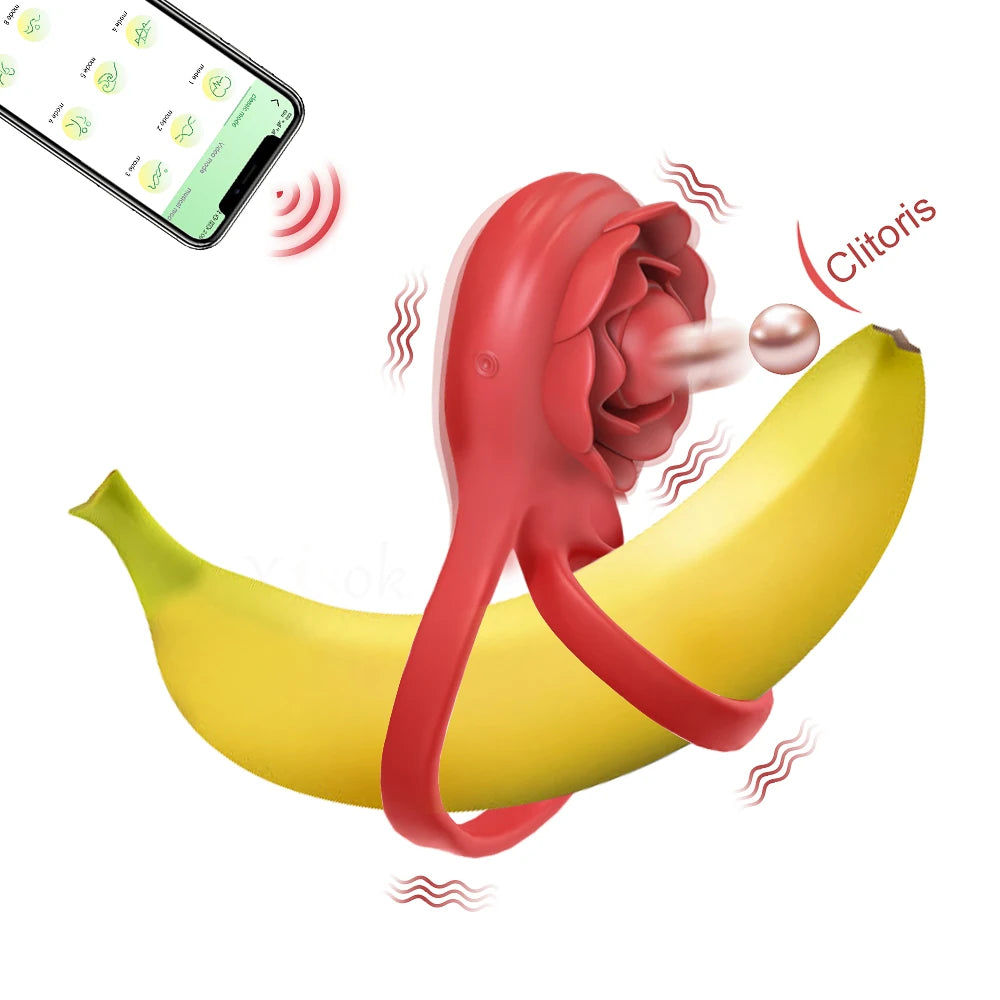 APP-Controlled Vibrating Cock Ring with Clit Stimulator