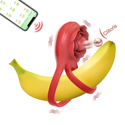 APP-Controlled Vibrating Cock Ring with Clit Stimulator