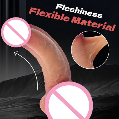 2-in-1 Realistic Dildo - Sliding Foreskin & Ejaculation for Deep Penetration