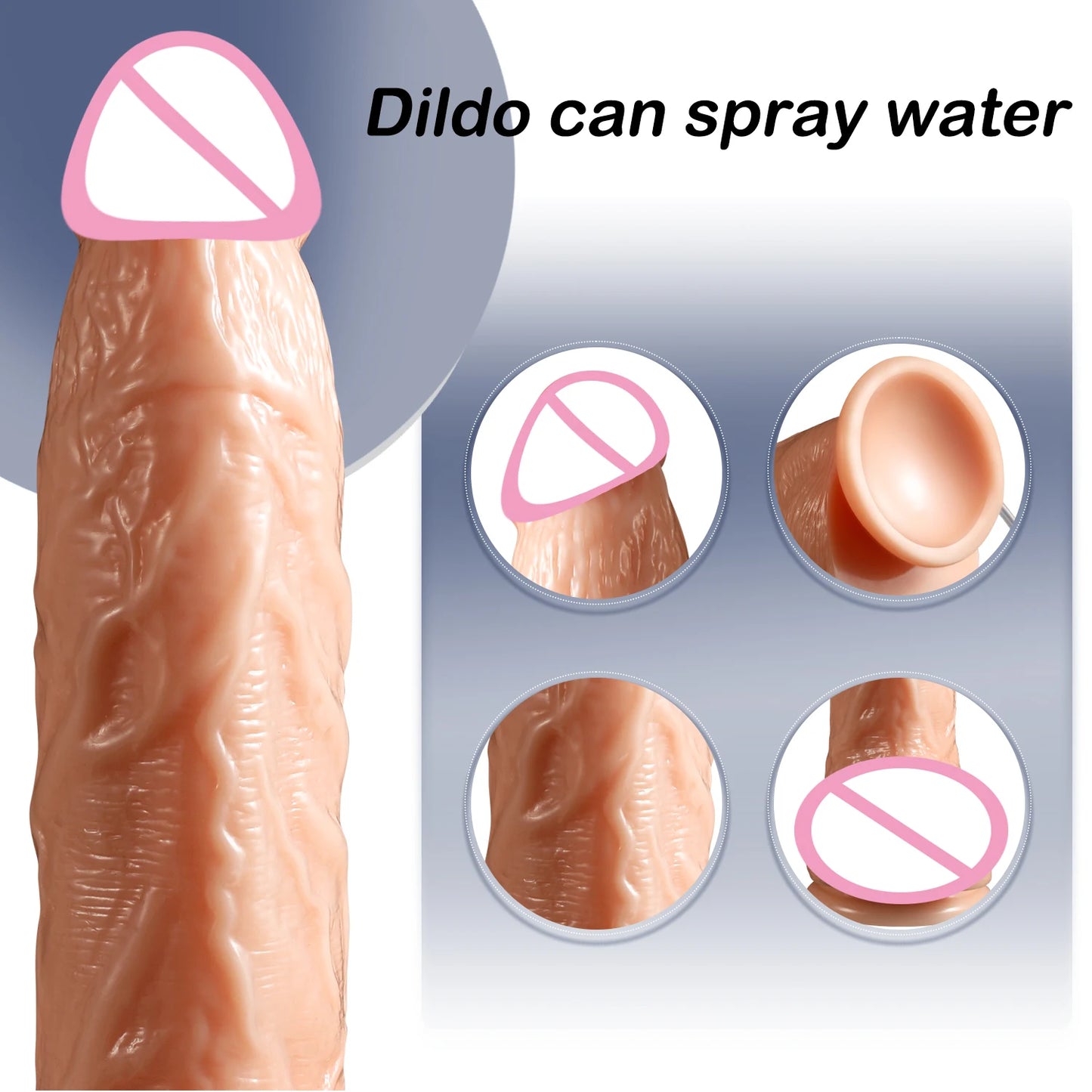 Squirting Penis Dildo - Soft Realistic with Suction Cup for G-Spot & Anal Play 18+