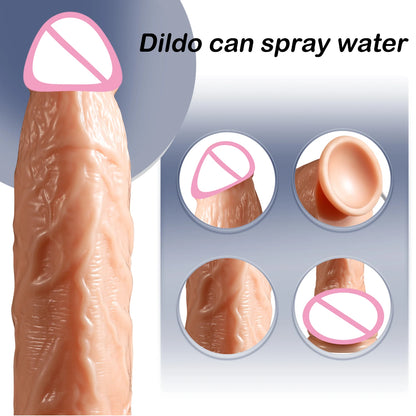 Squirting Penis Dildo - Soft Realistic with Suction Cup for G-Spot & Anal Play 18+