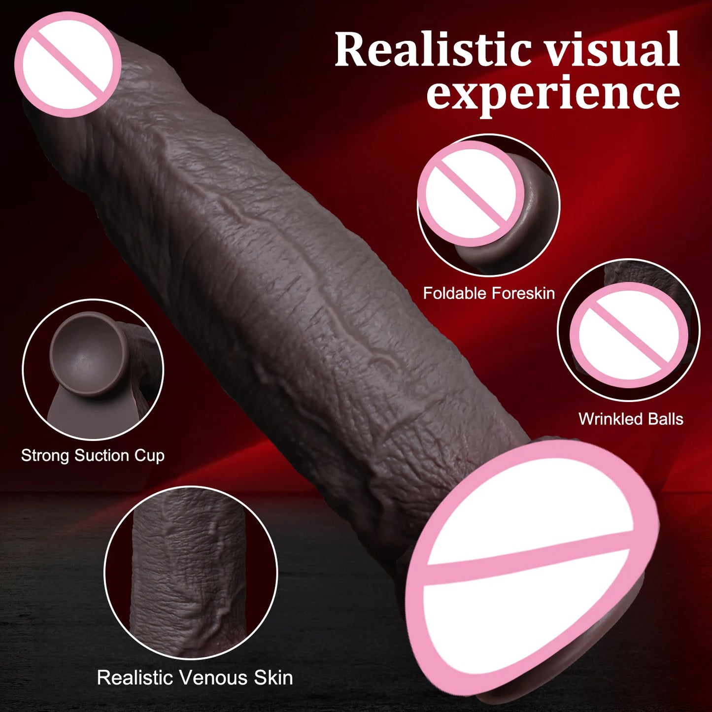 Long Realistic Penis Dildo with Foreskin - Extra Thick Anal & G-Spot Toy