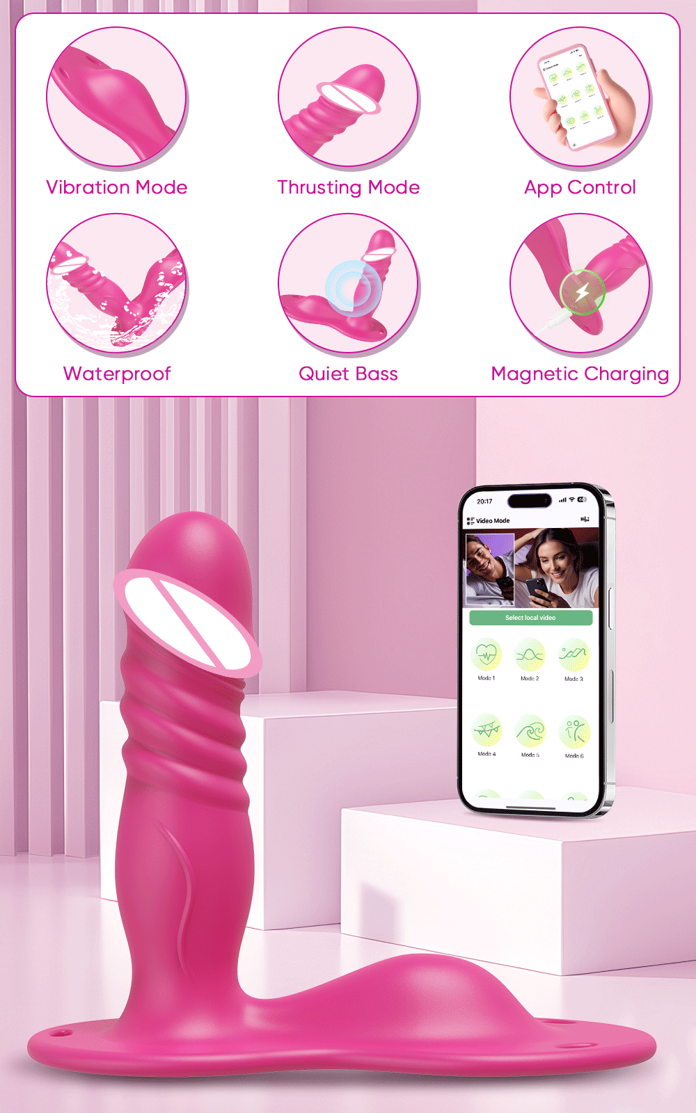 APP-Controlled Grinding Strap-On for G-Spot & Clit