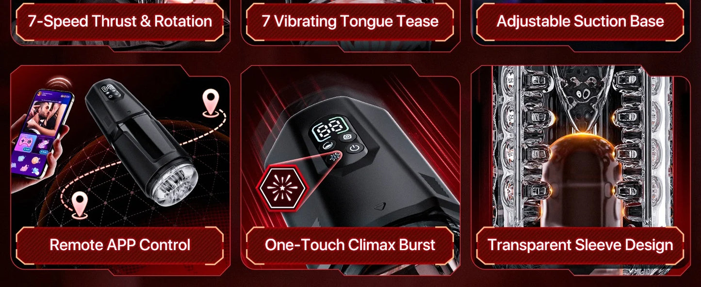 AI Sync Automatic Thrusting Rotation Male Masturbator with LCD Display