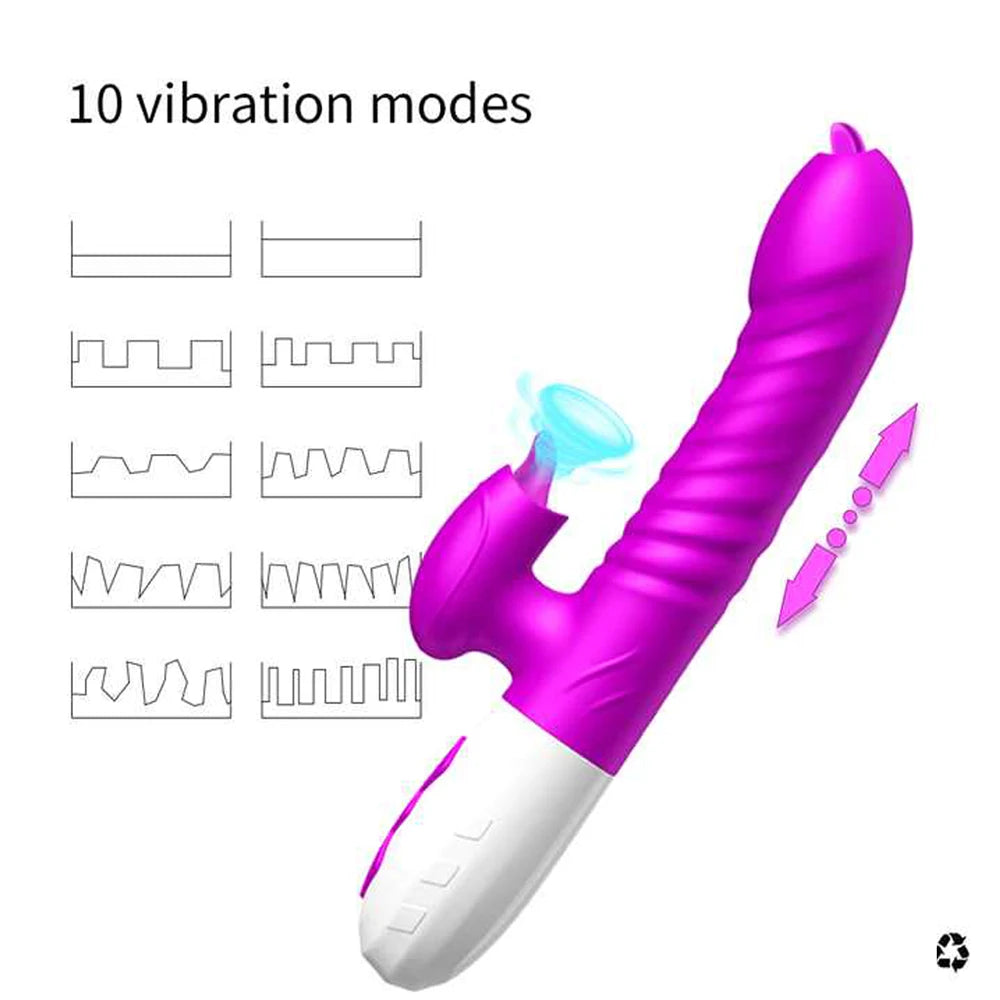 Fast Orgasm Vibrator Dildo with Licking Heating & Clit Suction