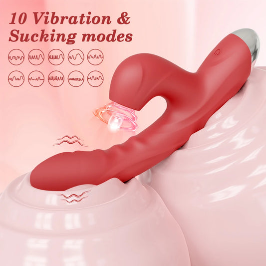 Dual-Action Vibrator: Clitoral Sucker & G-Spot Dildo