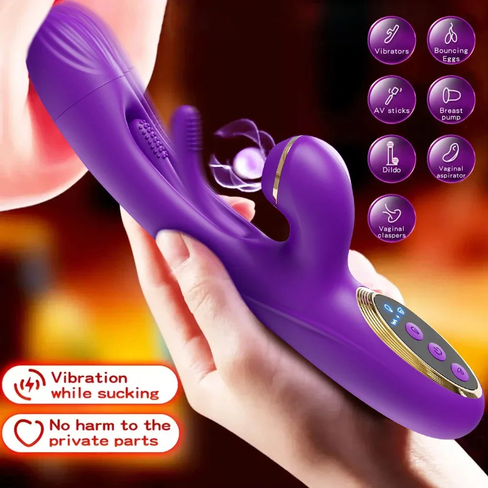 Tapping Flapping Vagina Vibrator & Clit Sucker Rabbit