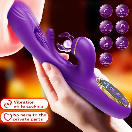 Tapping Flapping Vagina Vibrator & Clit Sucker Rabbit