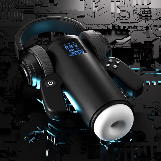 Auto Telescopic Male Toy with Handle, Heat, Sucking Thrusting Vibration