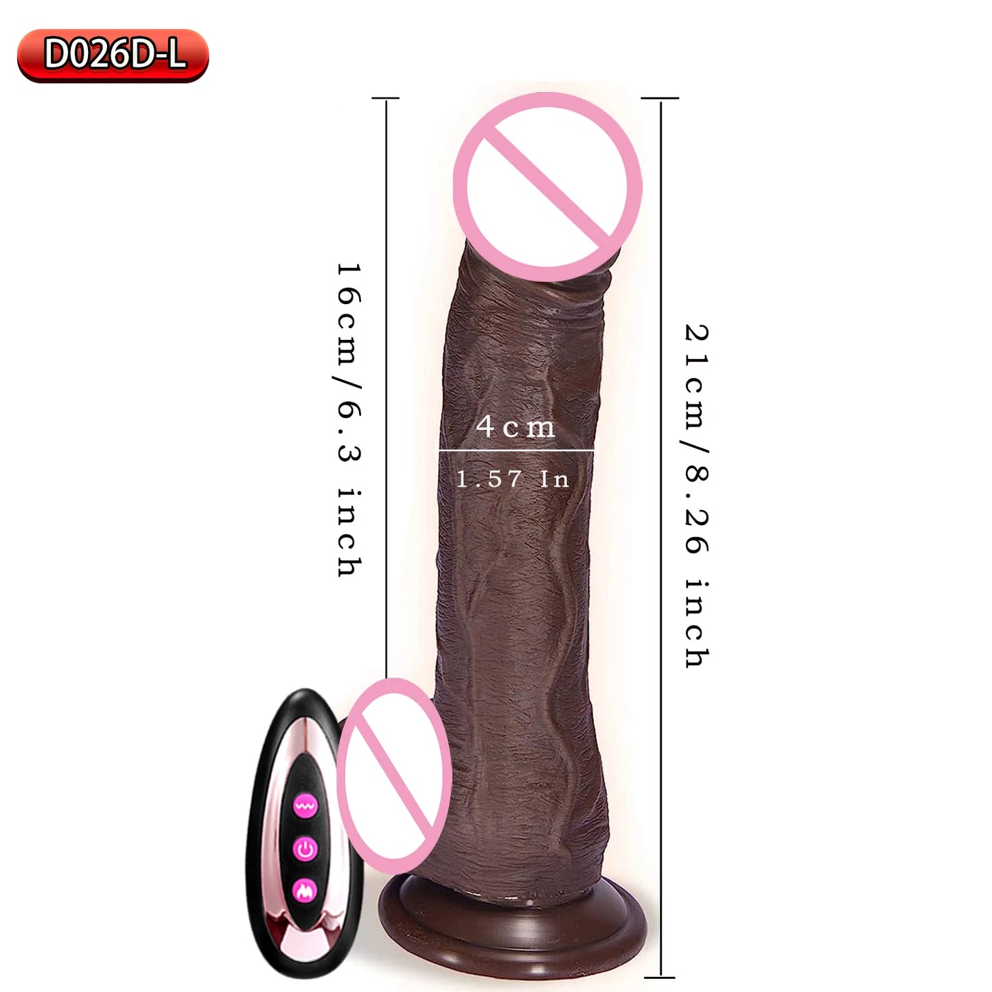 Black Realistic Heating Dildo with Telescopic Vibration
