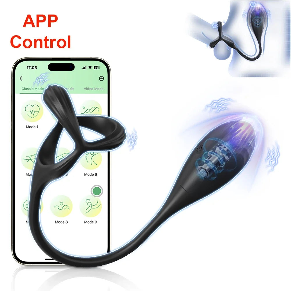 Remote Control Prostate Massager & Vibrating Butt Plug Cock Ring Combo