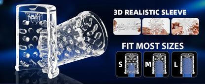 Telescopic Sucking Masturbator for Men with LCD Display & Rotating Blowjob