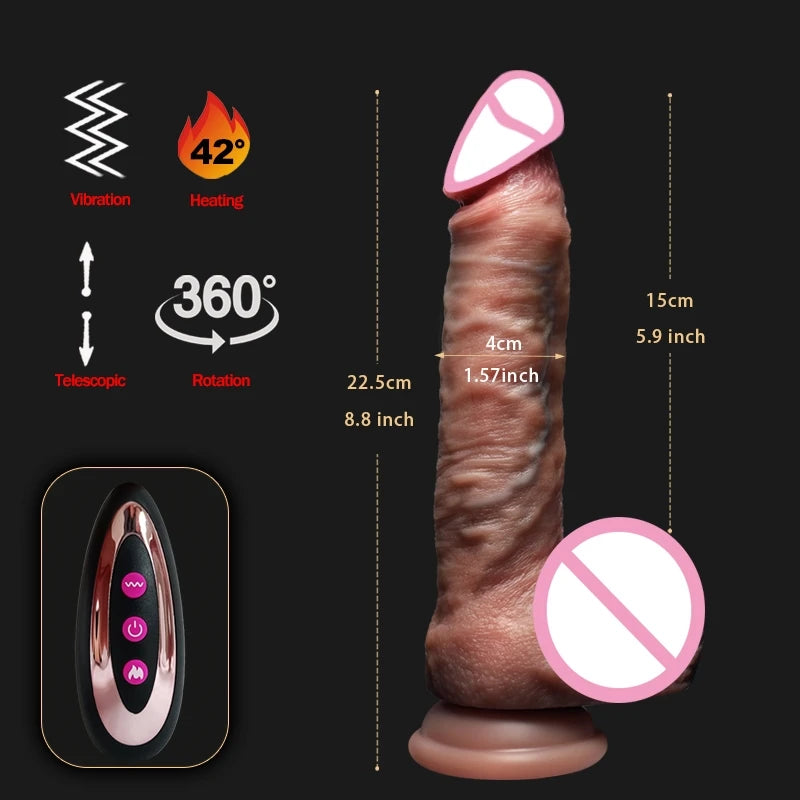 Heating Thrusting Realistic Dildo with Remote Control