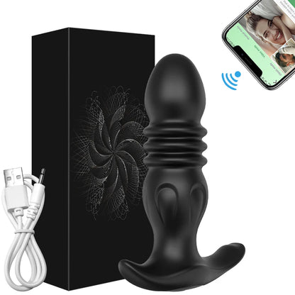 Thrusting Anal Vibrator for Men: Remote Telescopic Prostate Massager