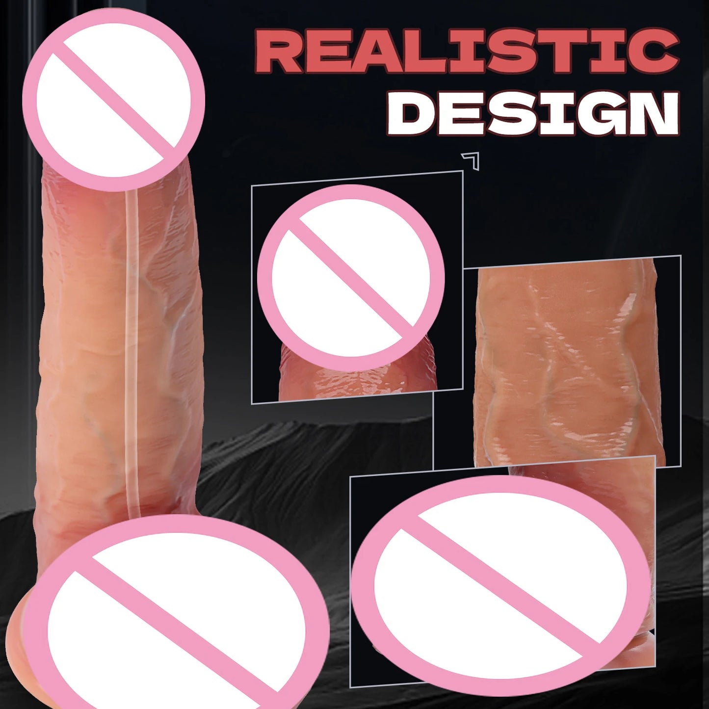 2-in-1 Realistic Dildo - Sliding Foreskin & Ejaculation for Deep Penetration