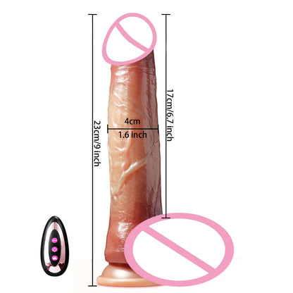 Thrusting Heating Realistic Dildo with Anal Plug