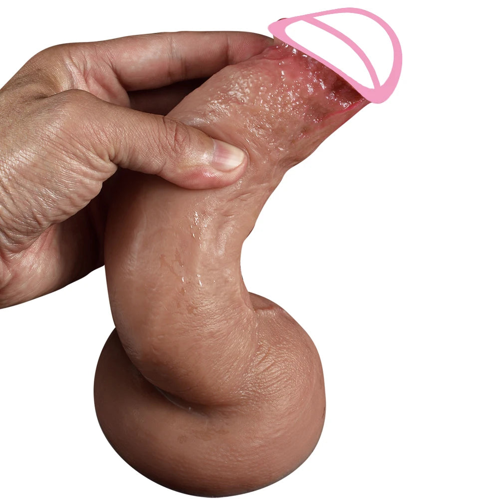 3-Size Realistic Skin-Feel Dildo with Anal Plug