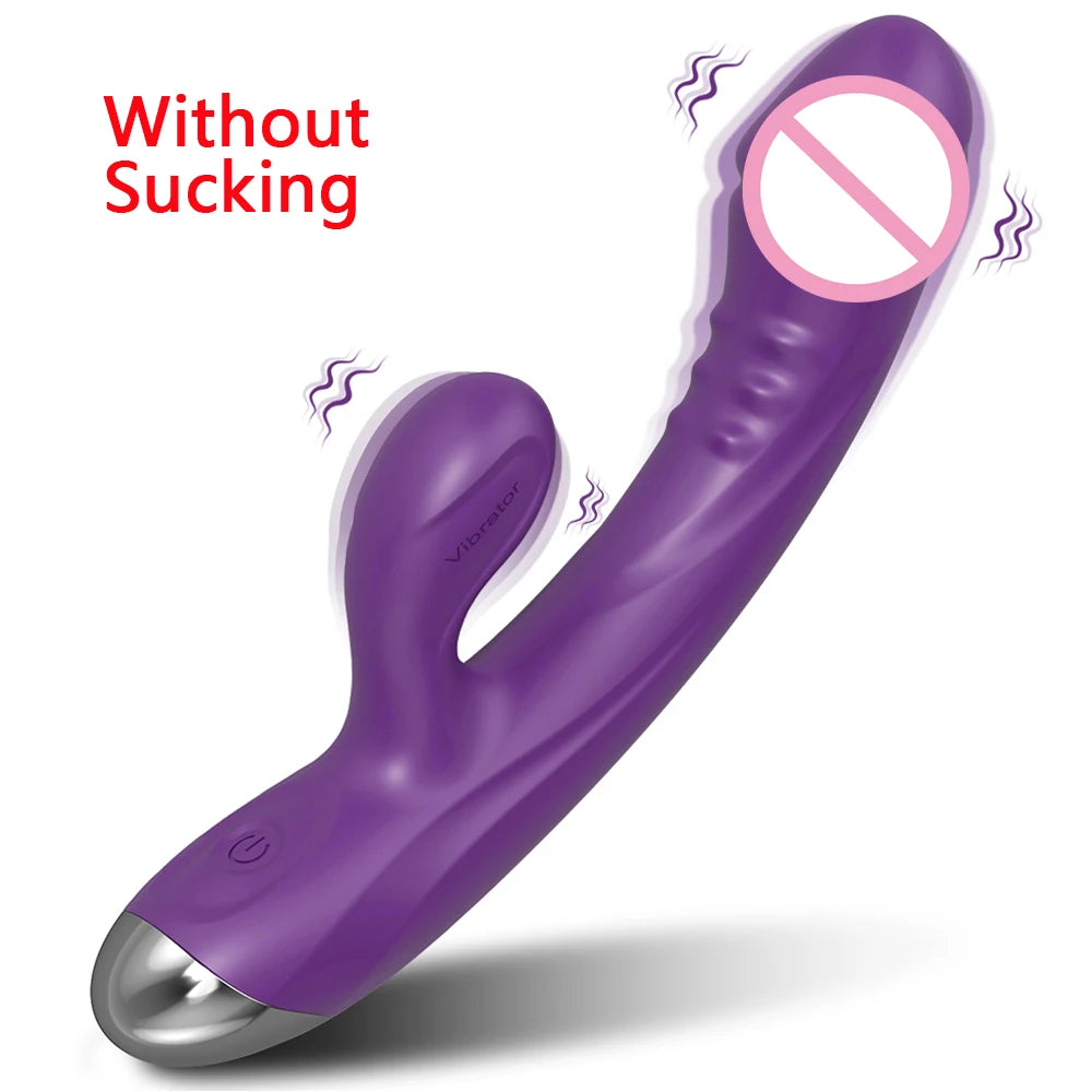 Dual-Action Vibrator: Clitoral Sucker & G-Spot Dildo