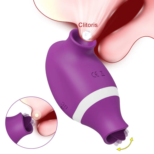 Dual Clit Sucker and Nipple Vibrator with Tongue Licking Motion