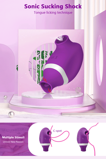 Dual Clit Sucker and Nipple Vibrator with Tongue Licking Motion