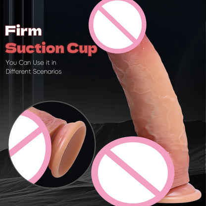2-in-1 Realistic Dildo - Sliding Foreskin & Ejaculation for Deep Penetration