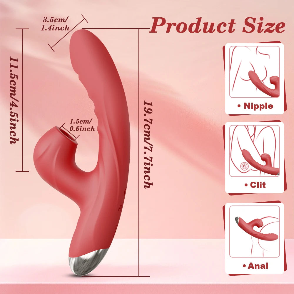 Dual-Action Vibrator: Clitoral Sucker & G-Spot Dildo