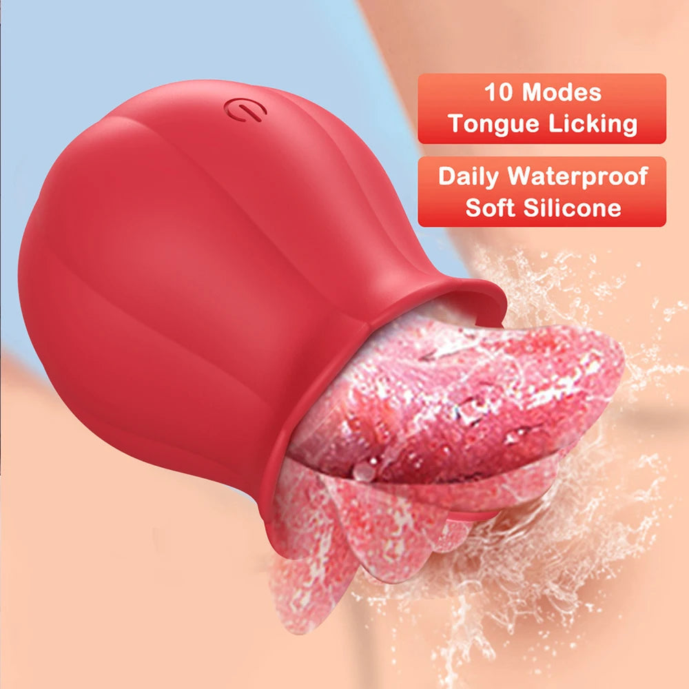 Tongue Licking Clitoral Vibrator with Nipple Stimulator for Women
