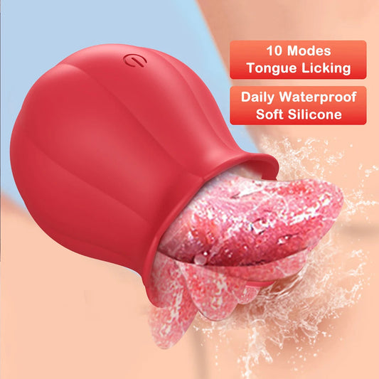 Tongue Licking Clitoral Vibrator with Nipple Stimulator for Women