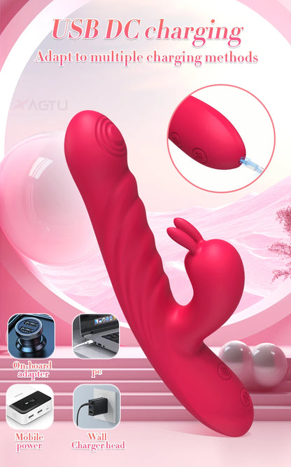 Thrusting Rabbit Vibrator for Women with G-Spot & Clitoral Stimulation