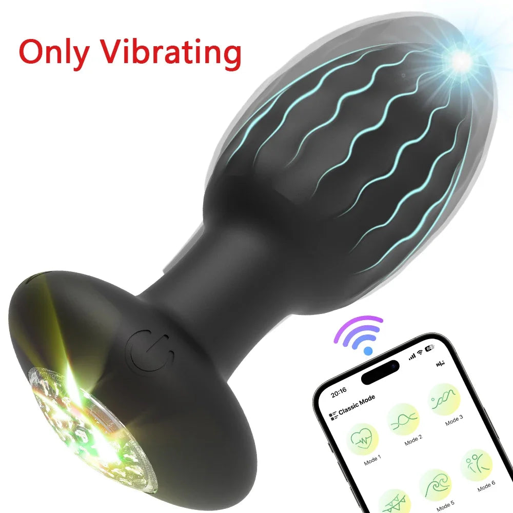 360° Rotation APP Butt Plug with LED & Wiggle Prostate Massager