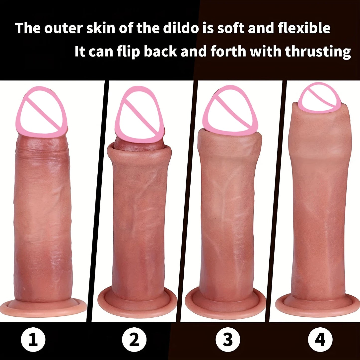 Extra Realistic Dildo with Moving Foreskin - Lifelike Penetration & Anal Stimulator