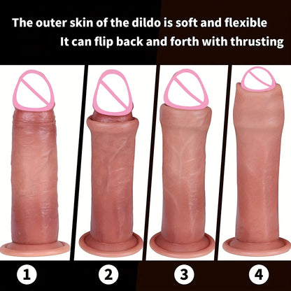 Extra Realistic Dildo with Moving Foreskin - Lifelike Penetration & Anal Stimulator