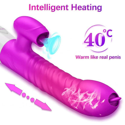 Fast Orgasm Vibrator Dildo with Licking Heating & Clit Suction
