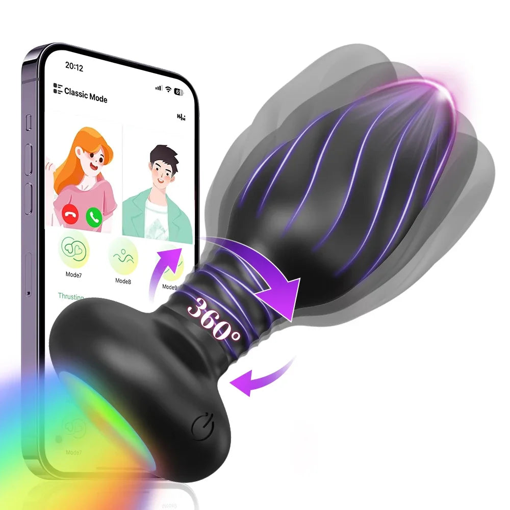 360° Rotation APP Control LED Butt Plug & Prostate Massager