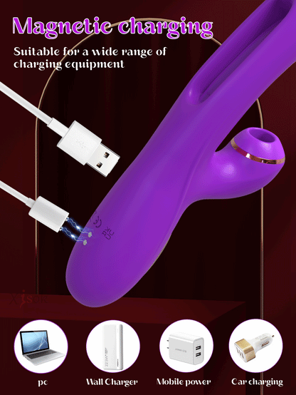 Tapping Flapping Clit Sucker with G-Spot Vibrator