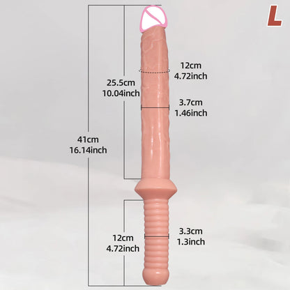Long Silicone Dildo with Handle for Adults