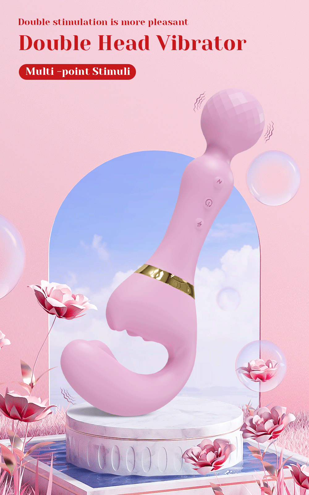 3-in-1 Wand for G-Spot Clitoral & Nipple Stimulation