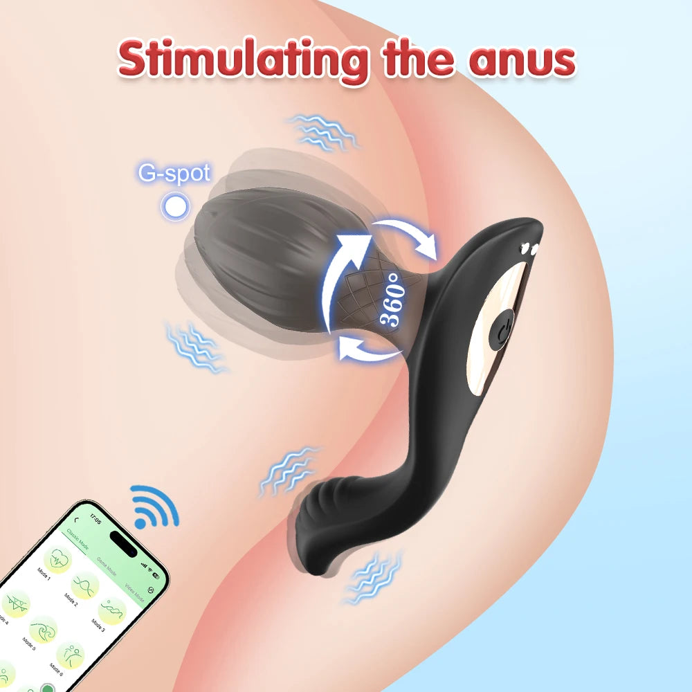 APP Control Prostate Massager with Rotation & Vibration
