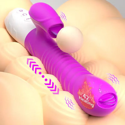 Fast Orgasm Vibrator Dildo with Licking Heating & Clit Suction