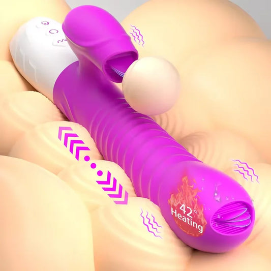 Fast Orgasm Vibrator Dildo with Licking Heating & Clit Suction